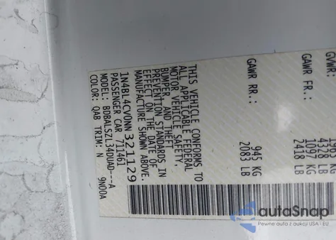 2022 Nissan Altima Sr Fwd from USA, damaged, VIN 1N4BL4CV0NN321129